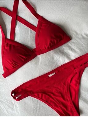 Xhilaration Bright Red Ribbed Bikini